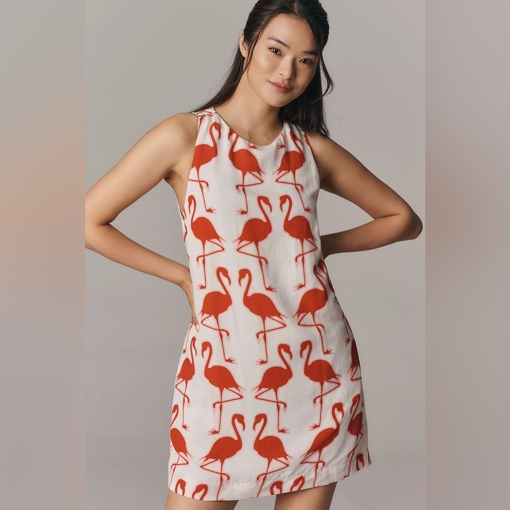 NWT! Anthropologie Maeve Sleeveless Linen Blend Printed Shift Mini Dress🏰🍥